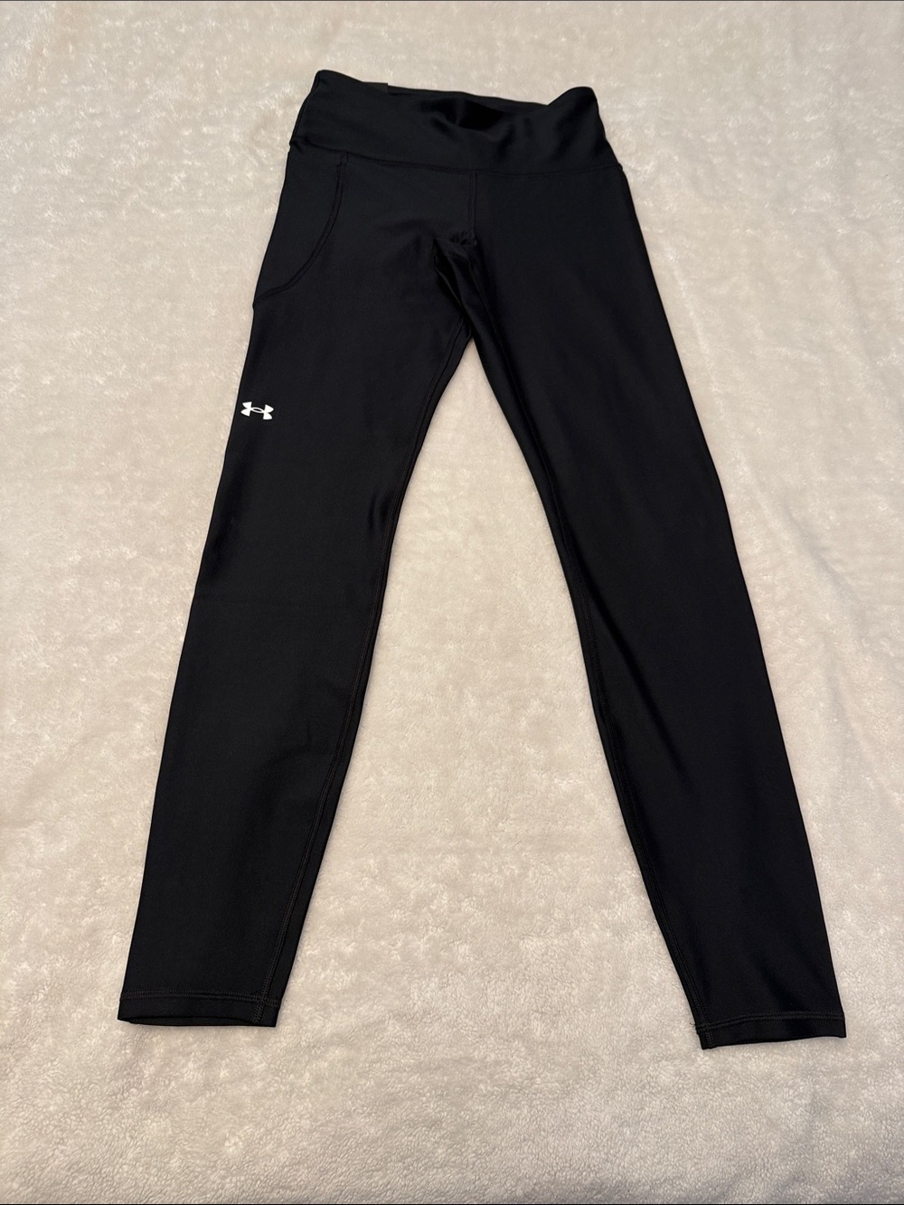 Under Armour Black Performance High Rise Full Length Leggings with White Logo